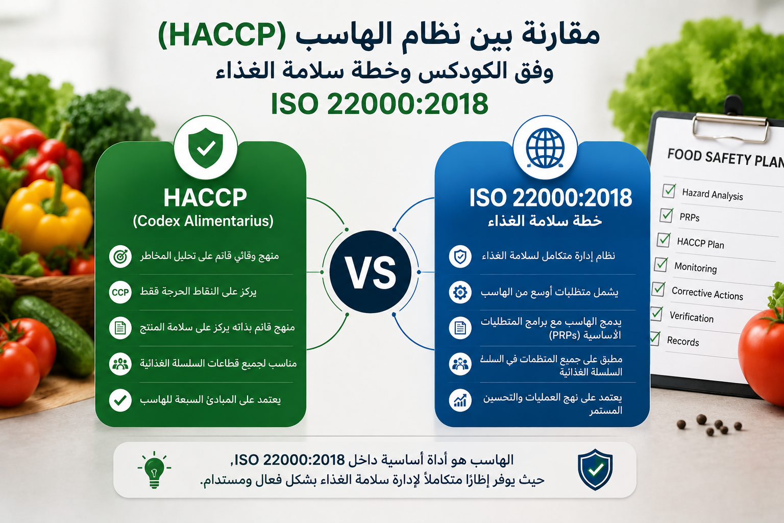 مقارنة HACCP وفق الكودكس مع ISO 22000:2018